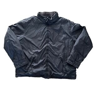 Polo Ralph Lauren Men XXL Black Full Zip Jacket Windbreaker Hidden Hood MockNeck